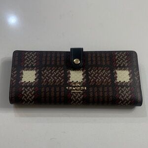 Coach Black and Brown Plaid Wallet